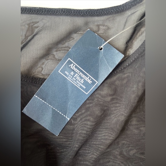 ABERCROMBIE & FITCH Navy Blue Lace & Black Sheer One Piece Bodysuit Size M NWT - Picture 7 of 7